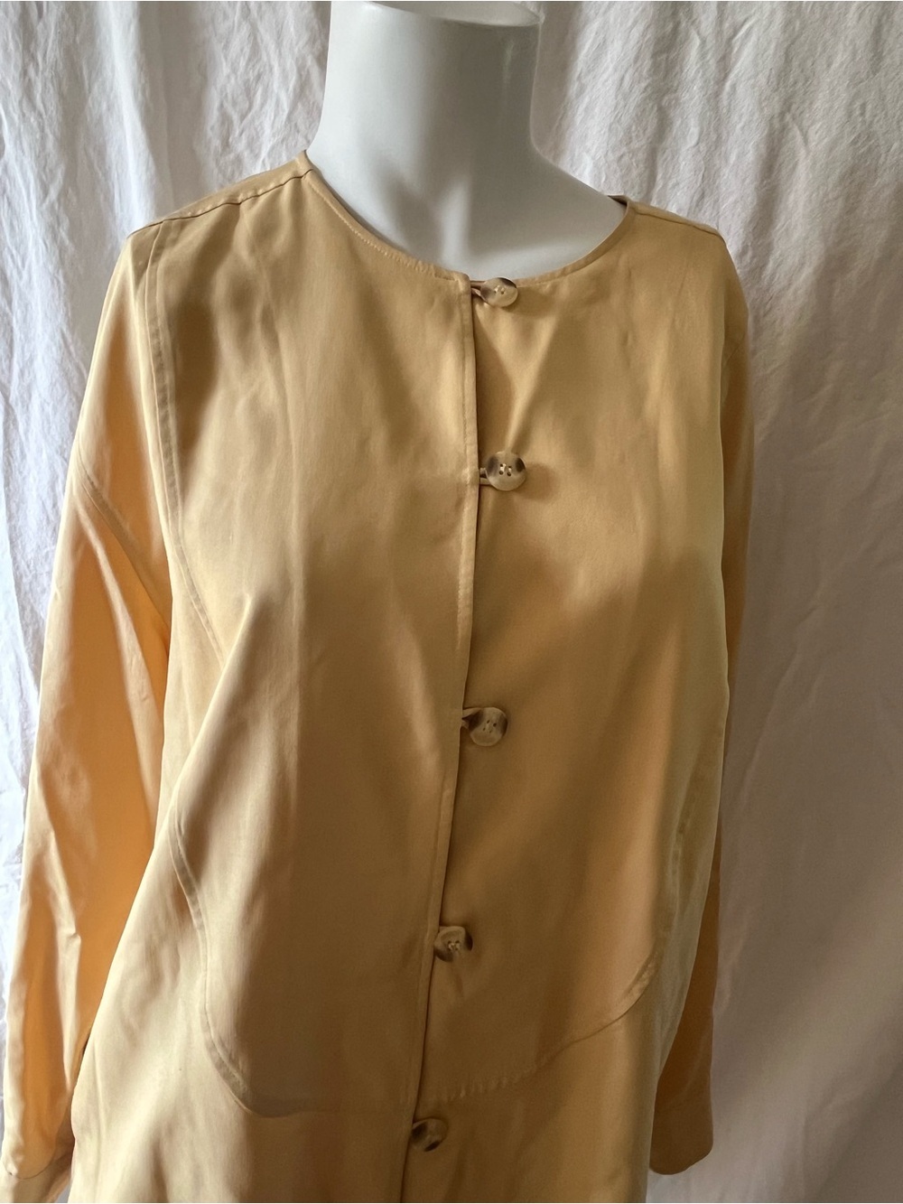 Madeline 100% Silk Yellow Button-Up Tunic